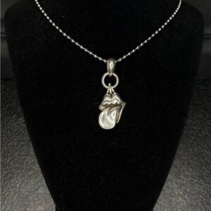 Chrome Hearts Rolling Stones Tonge Medium Pendant Paper chain Unisex Necklace